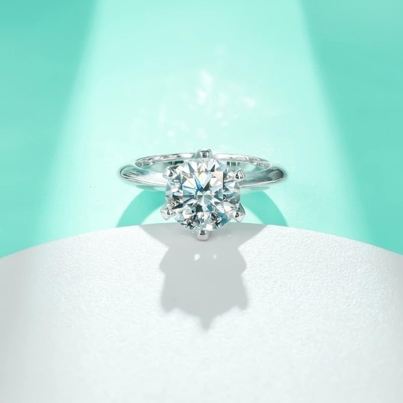 CERTIFIED 14k White Gold 2.0ct Diamond Ring Engagement Moissanite 925 Solitaire - Picture 1 of 5